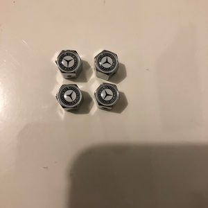 Mercedes Benz Silver Tire valve Stem Caps 4